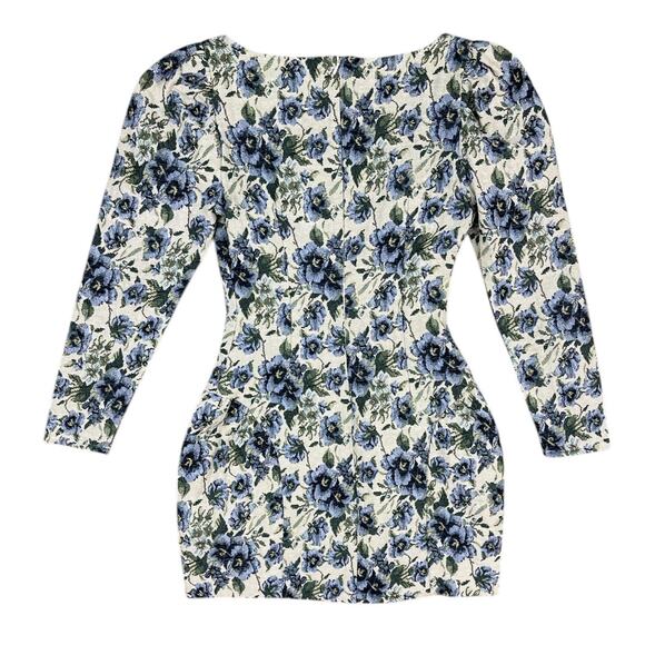 Majorelle Belinda Mini Dress Blue Multi Floral Canvas Long Sleeve Size XXS - Picture 6 of 10